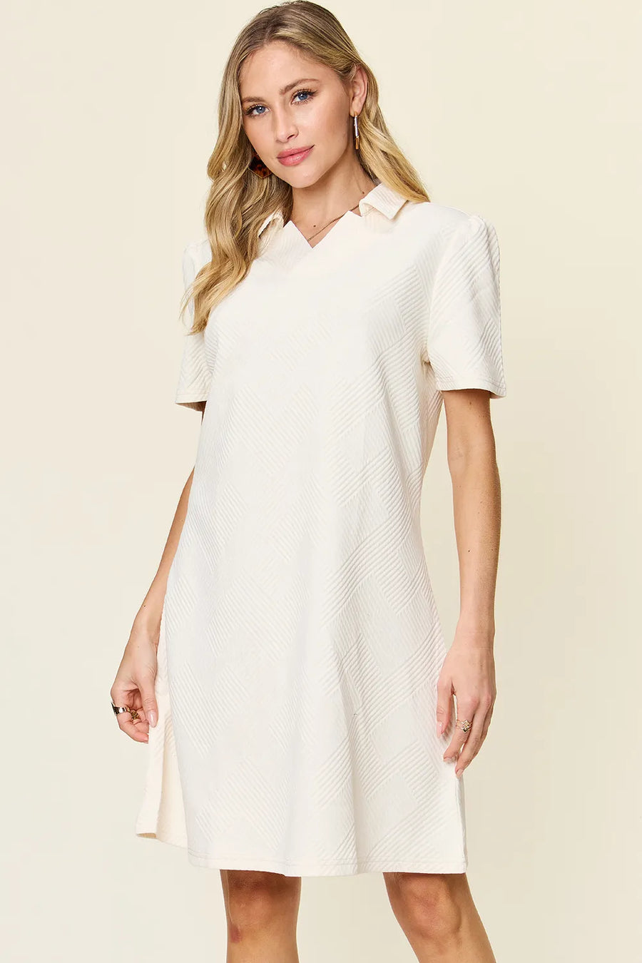 Textured Collared Mini Dress