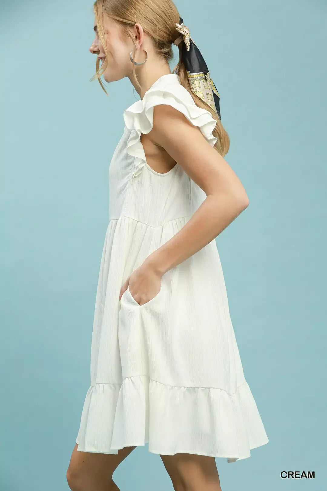 cream babydoll dress Cream Babydoll Dress with Ruffles — Siennara
